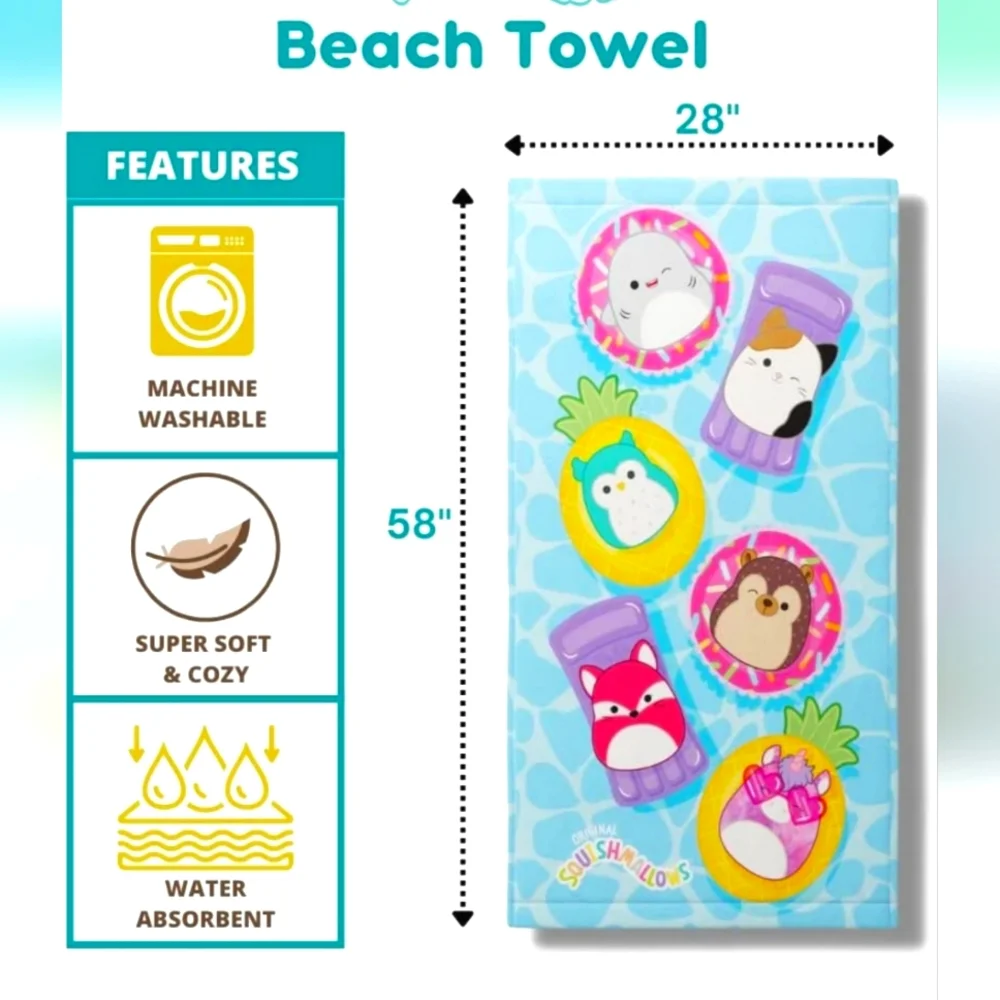 ⛱️ Kids Squishmallow Beach/Bath Towel by Kelly Toy ☆》BNIB《☆